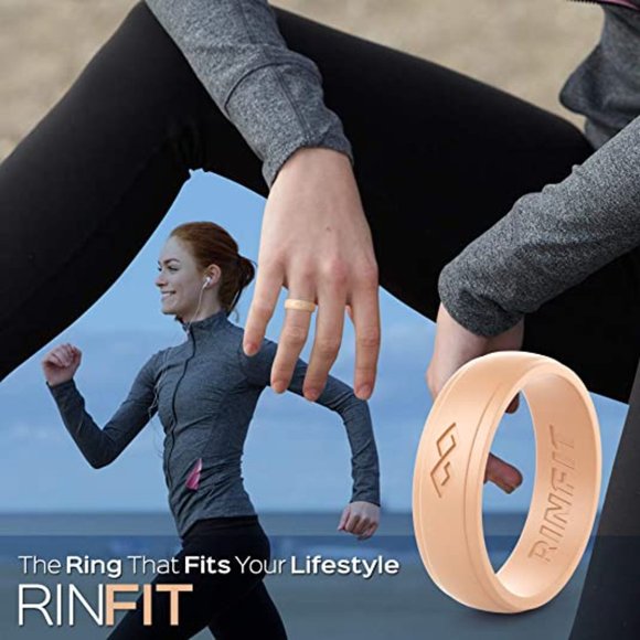 Rinfit Silicone Sport Rings Wedding Rings for Women 6 Piece Set Size 5 - Picture 3 of 5